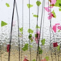 Bullseye Spring Green, Deep Pink And Black On Clear Fracture-Streamer - 90 COE