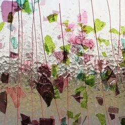 Bullseye Pink, Plum, Aqua And Green And Pink On Clear Fracture-Streamer - 90 COE