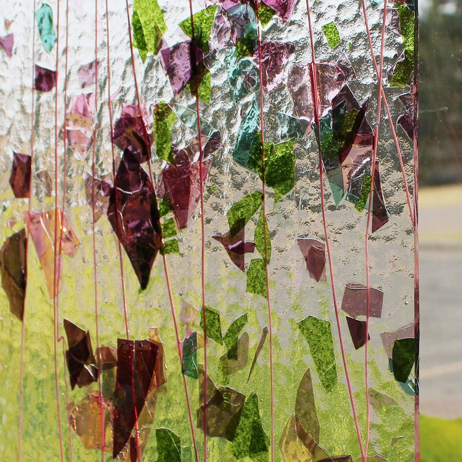 Bullseye Pink, Plum, Aqua And Green And Pink On Clear Fracture-Streamer - 90 COE - Image 3