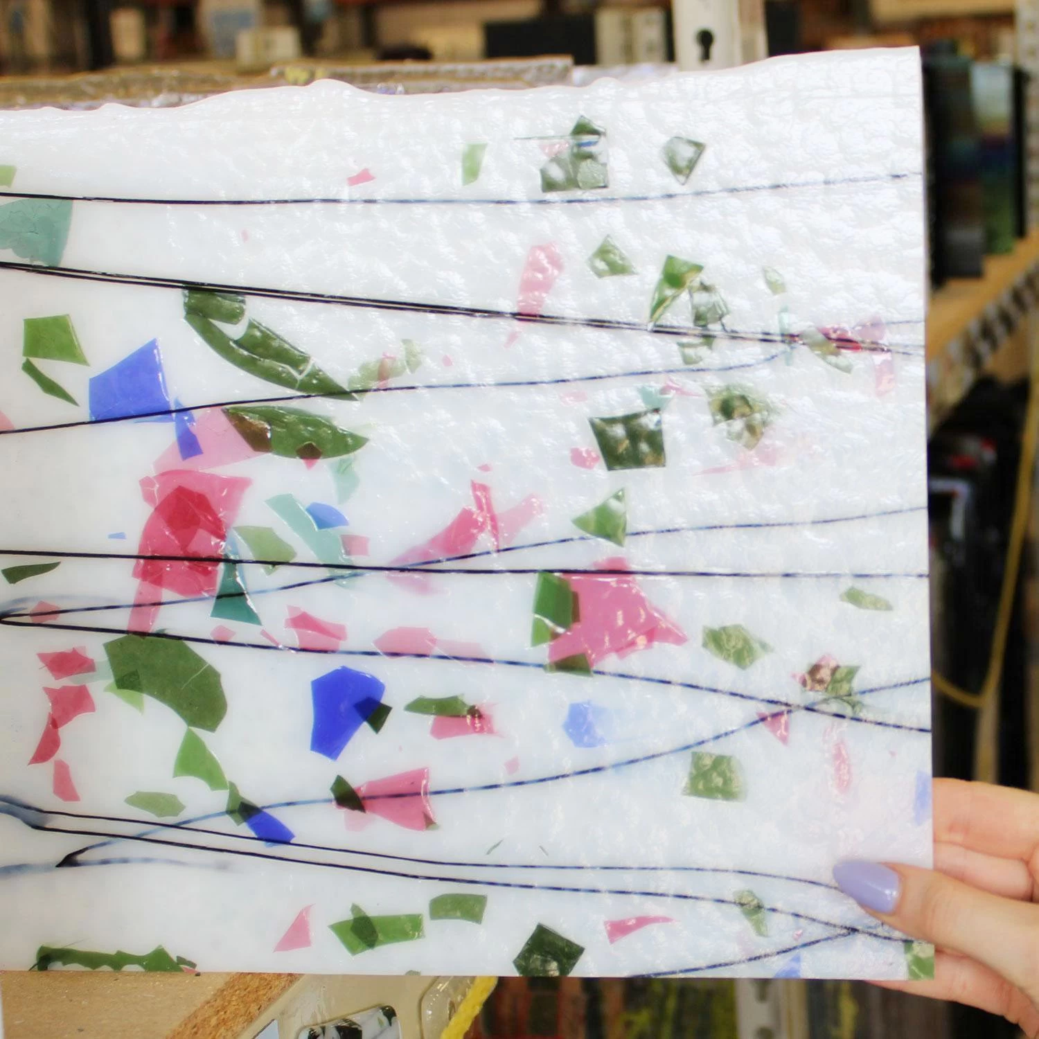 Bullseye Blue, Green, Aqua And Pink On White Fracture-Streamer - 90 COE - Image 6