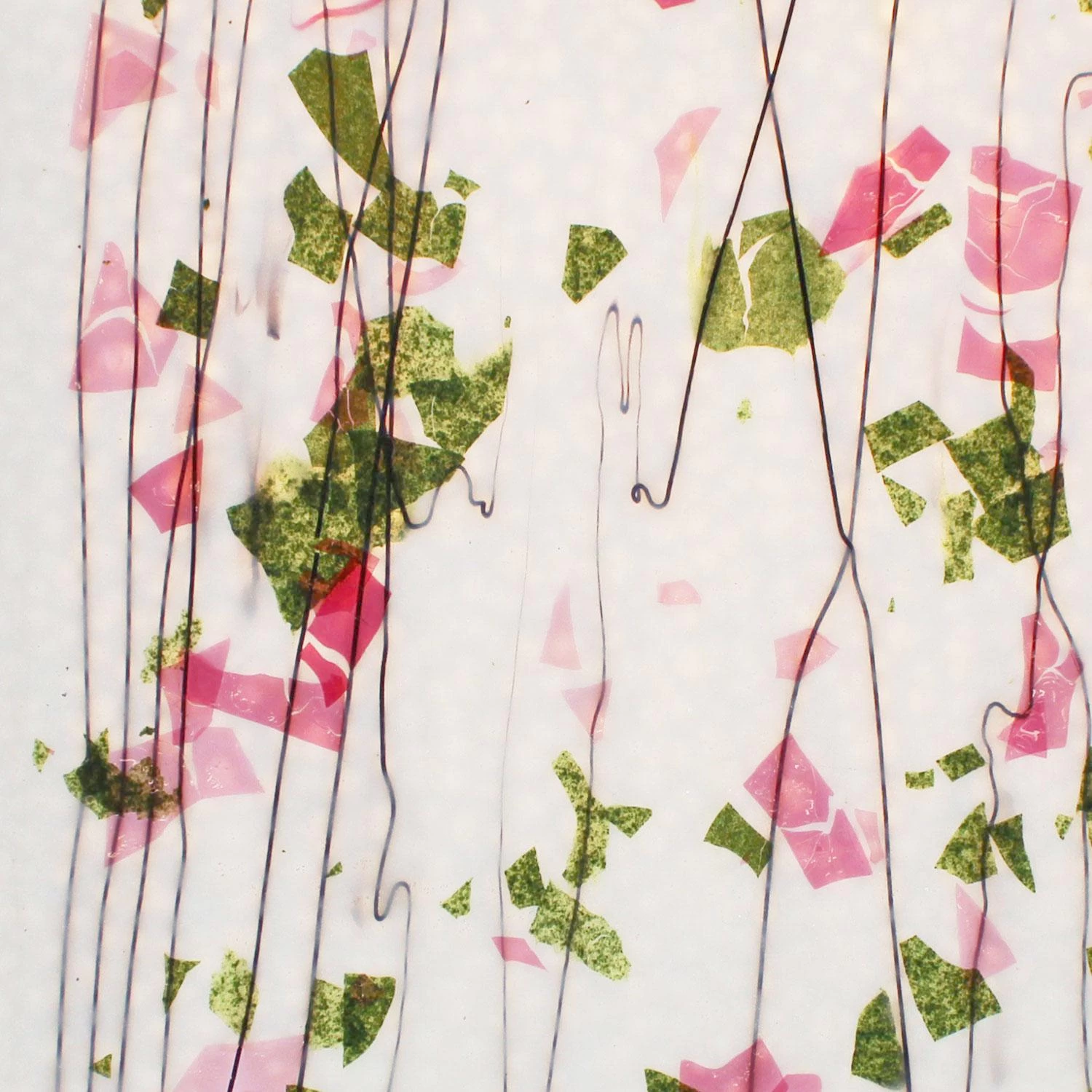 Bullseye Spring Green, Deep Pink And Black On White Fracture-Streamer - 90 COE