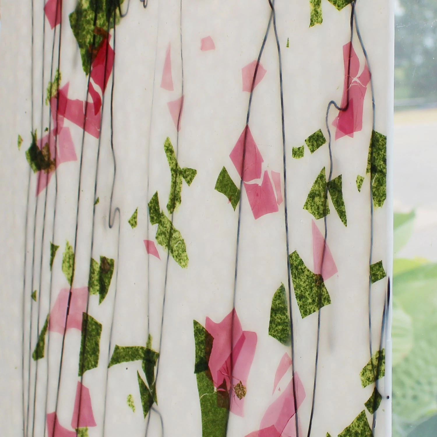 Bullseye Spring Green, Deep Pink And Black On White Fracture-Streamer - 90 COE - Image 3