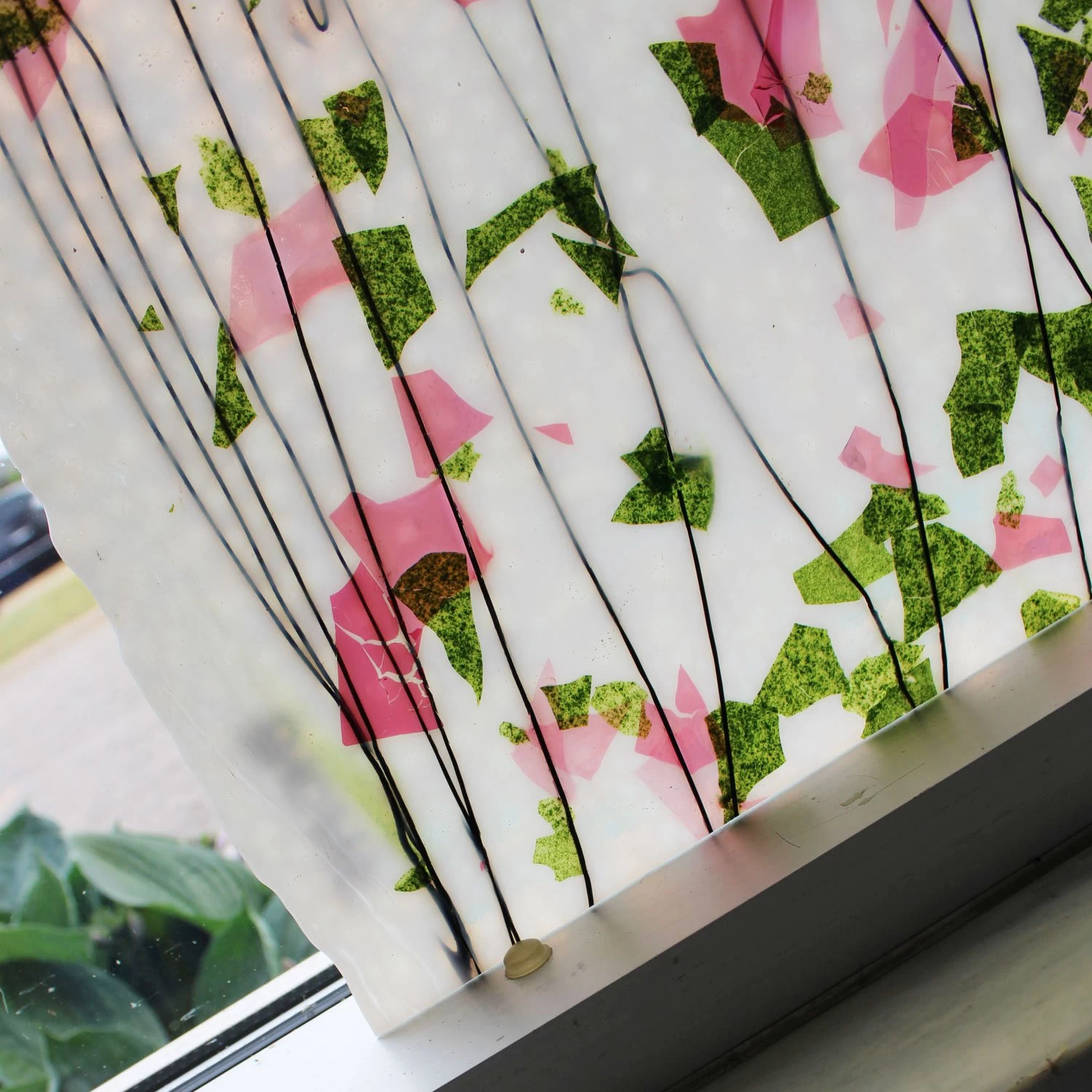 Bullseye Spring Green, Deep Pink And Black On White Fracture-Streamer - 90 COE - Image 4