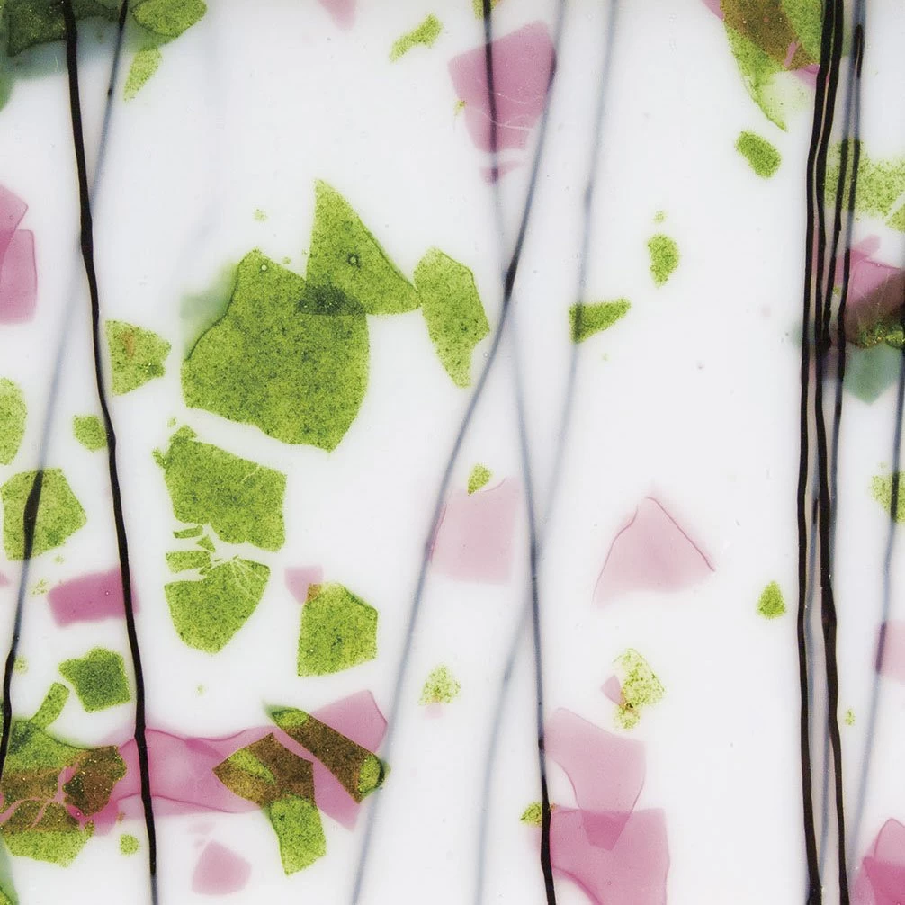 Bullseye Spring Green, Deep Pink And Black On White Fracture-Streamer - 90 COE - Image 10