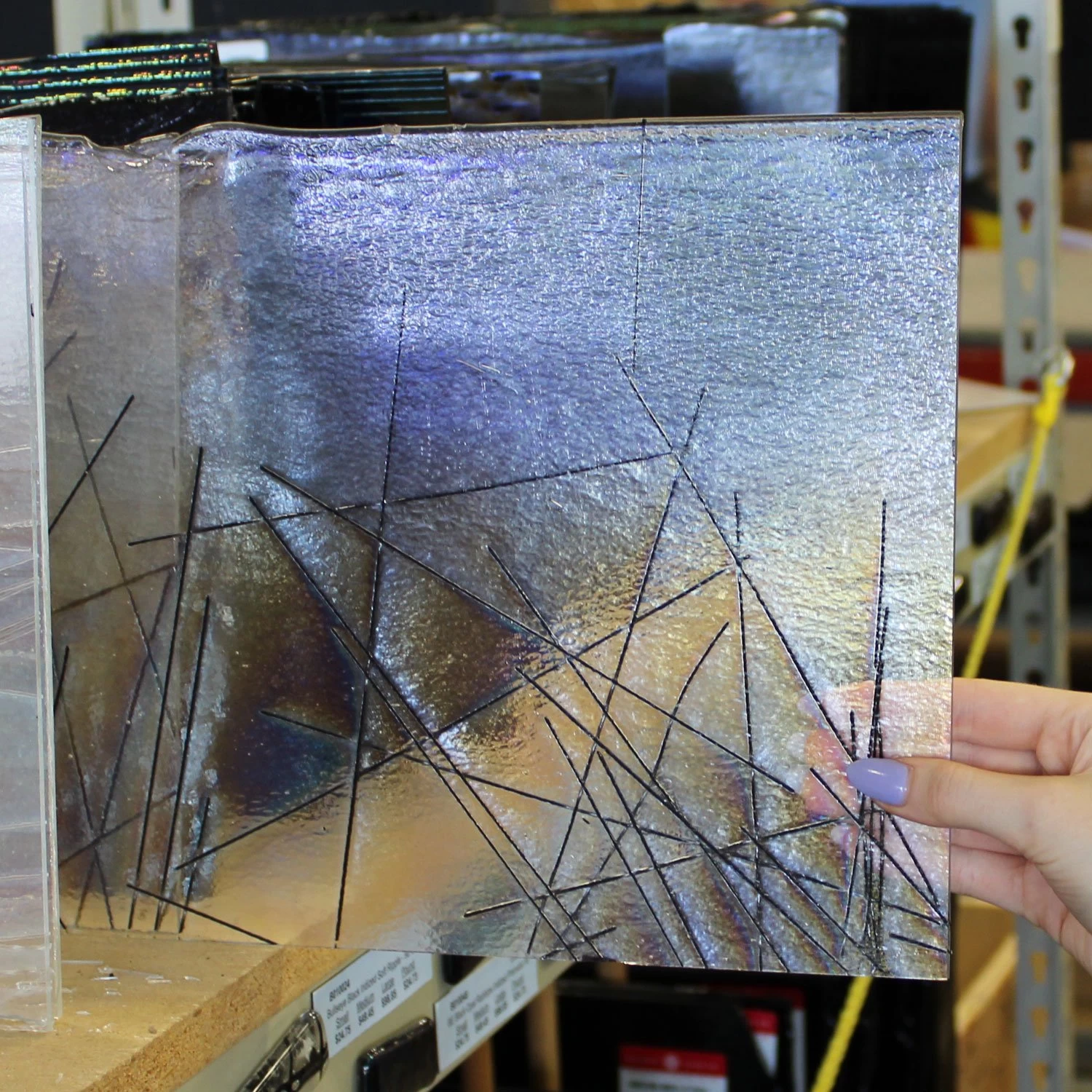 Bullseye Black Chopstix On Clear Rainbow Iridized - 90 COE - Image 5