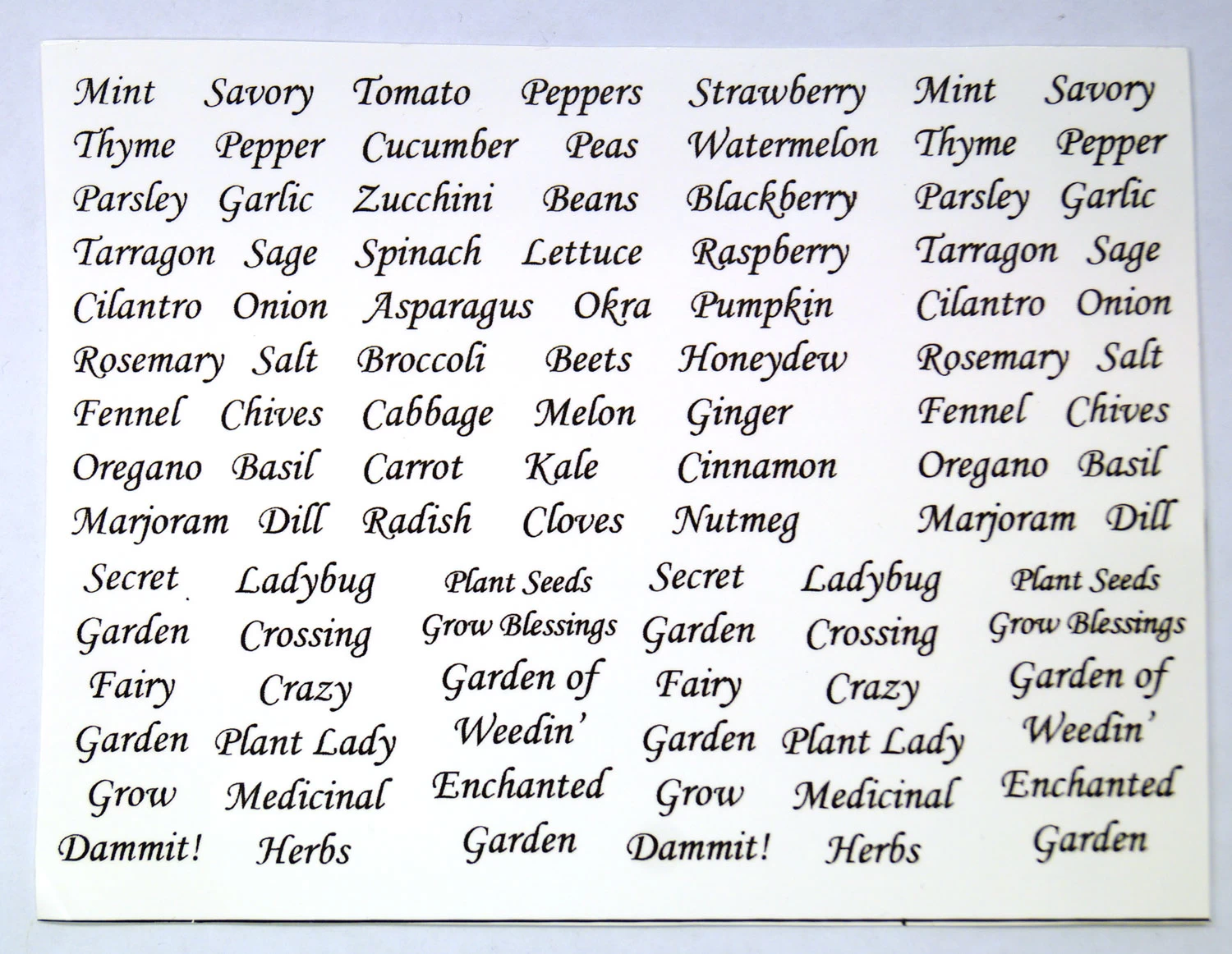 Garden Words Black Enamel Decals - Image 2