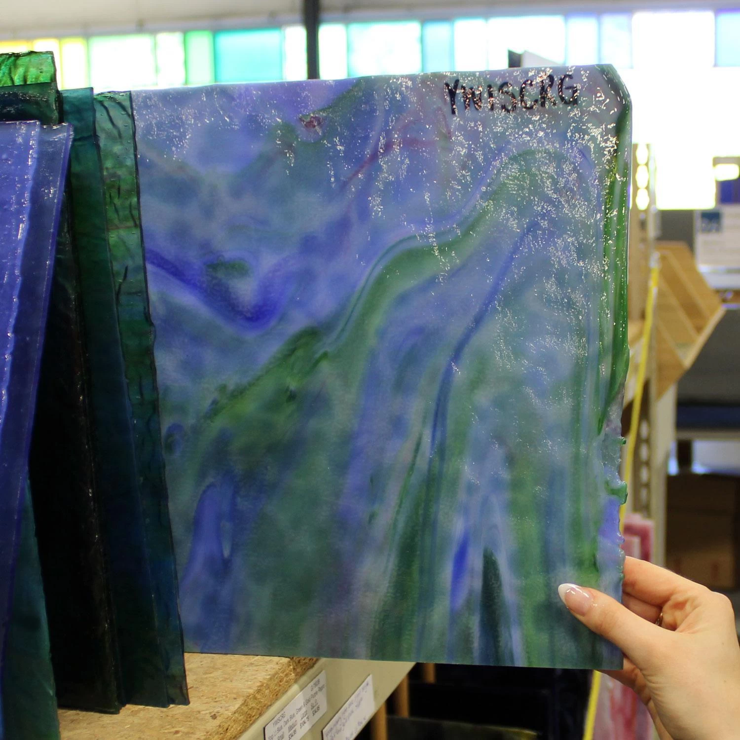 Youghiogheny Light Blue, Dark Blue, Green And Gold Purple Reproduction - Image 6