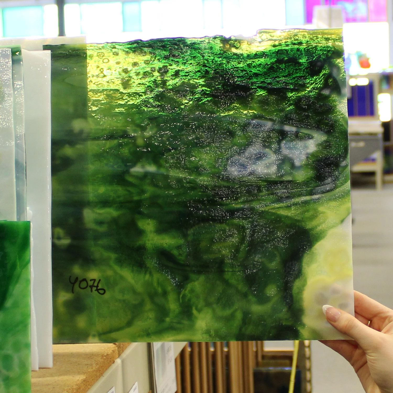 Uro Dark Green And Yellow On White Mottle - Image 5