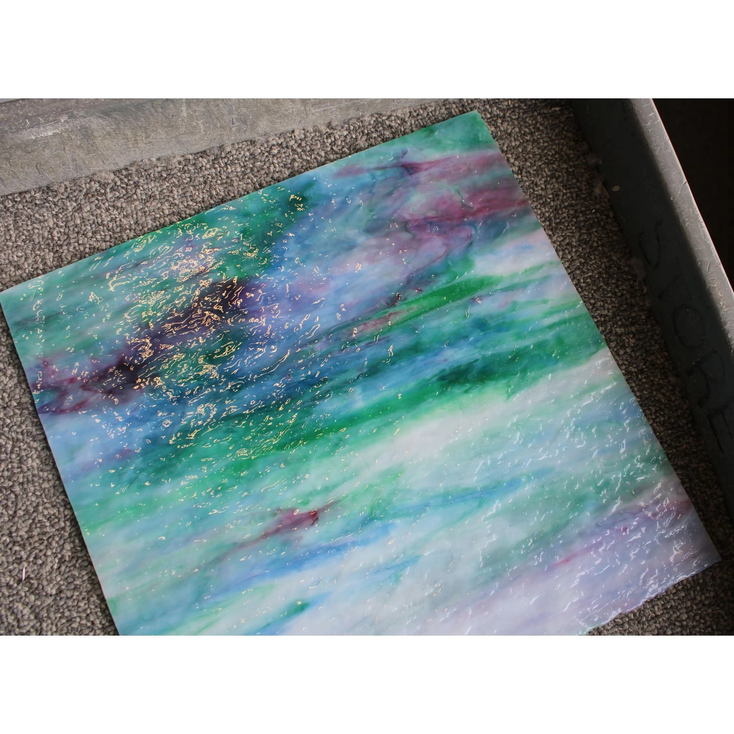 Uro Sky Blue, Sea Green With White, Gold Pink Streaky Granite - Image 5