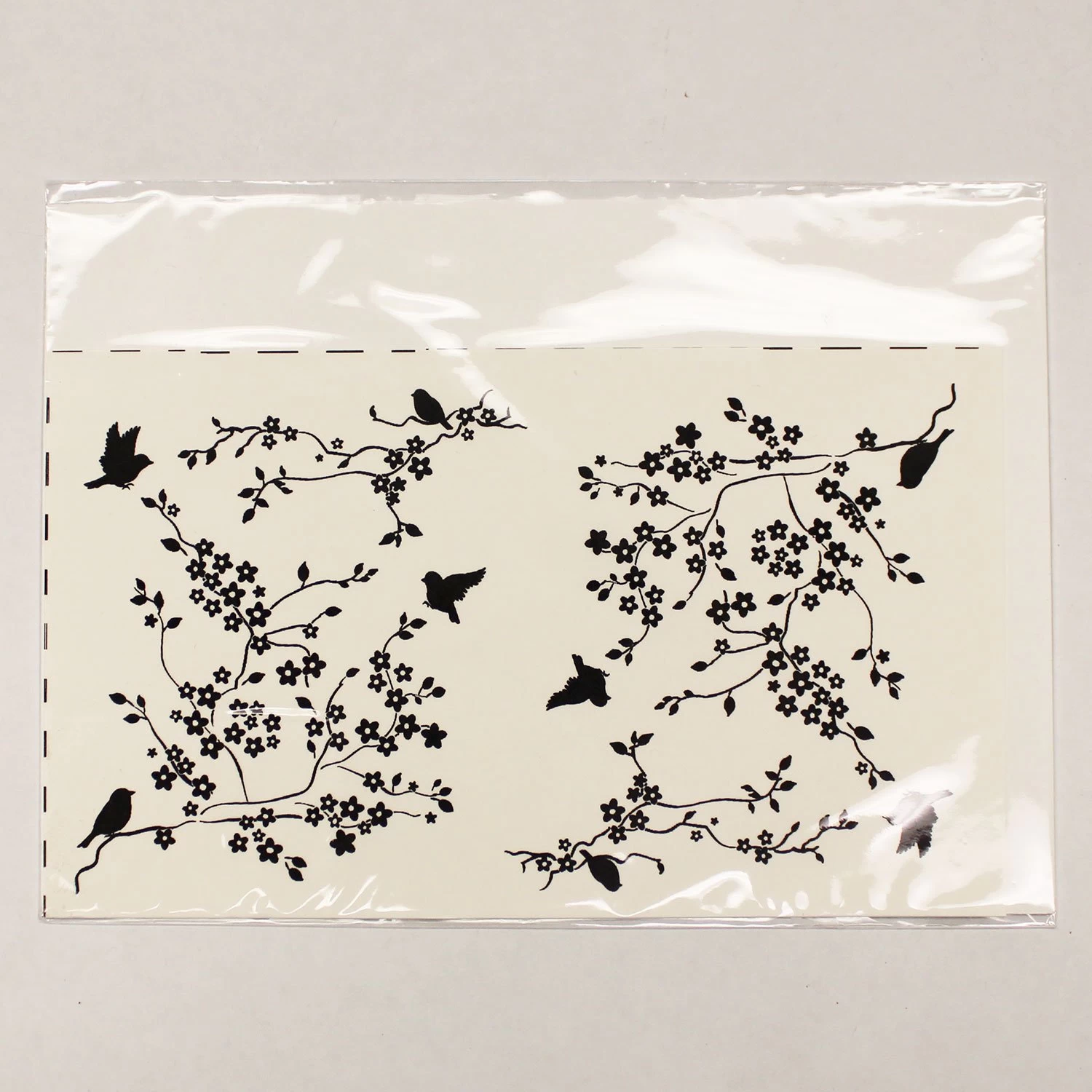 Birds Flowering Branch Black Enamel Decals - Image 2