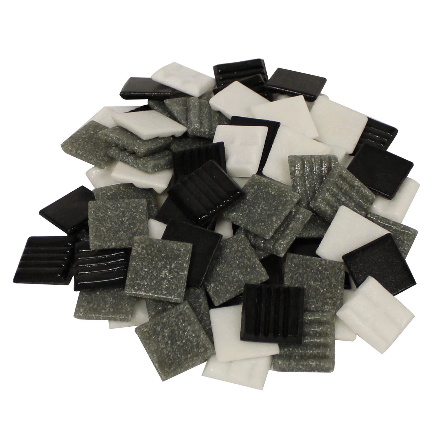 3/4" Monochrome Venetian Glass Tile Assortment - 1/2 Lb