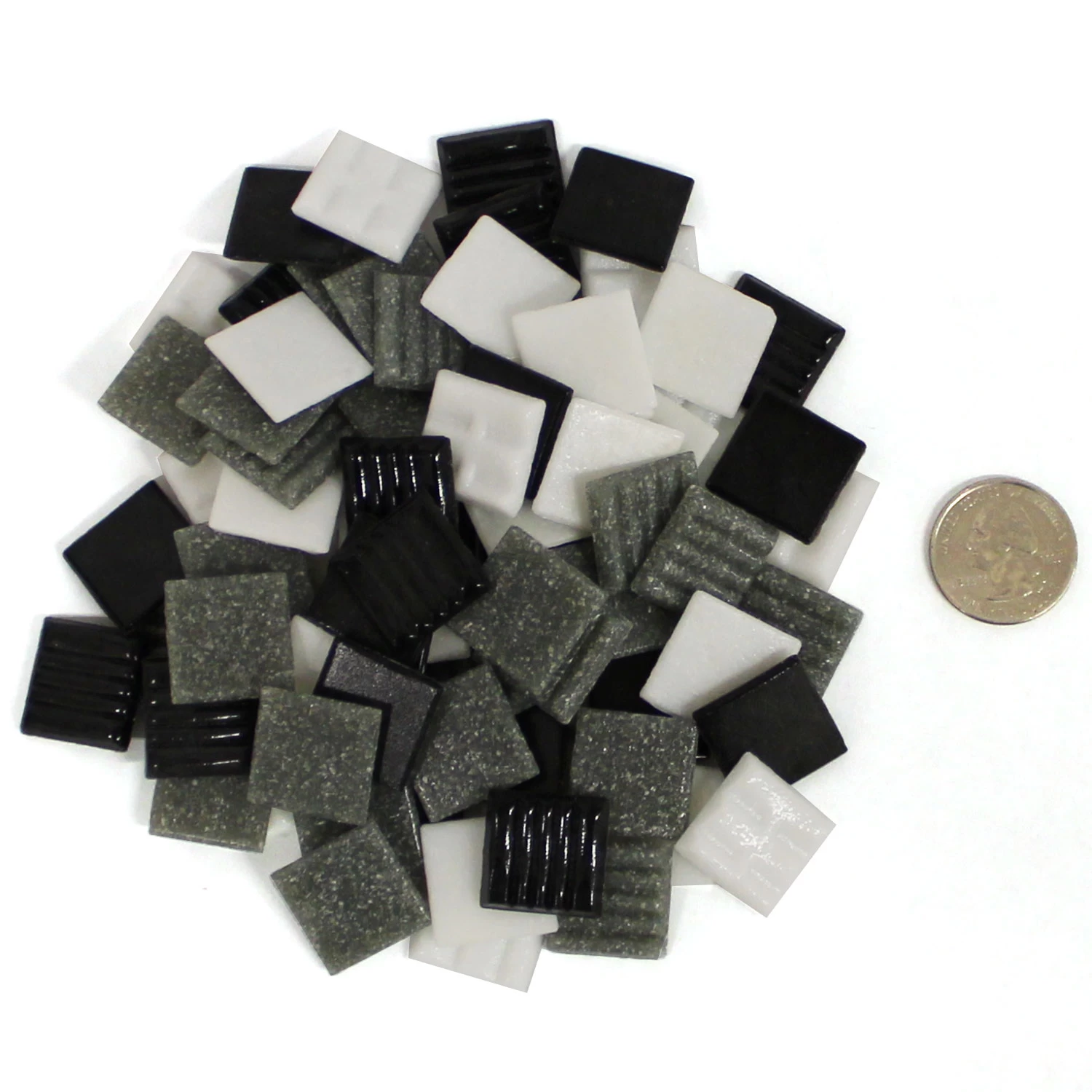 3/4" Monochrome Venetian Glass Tile Assortment - 1/2 Lb - Image 2